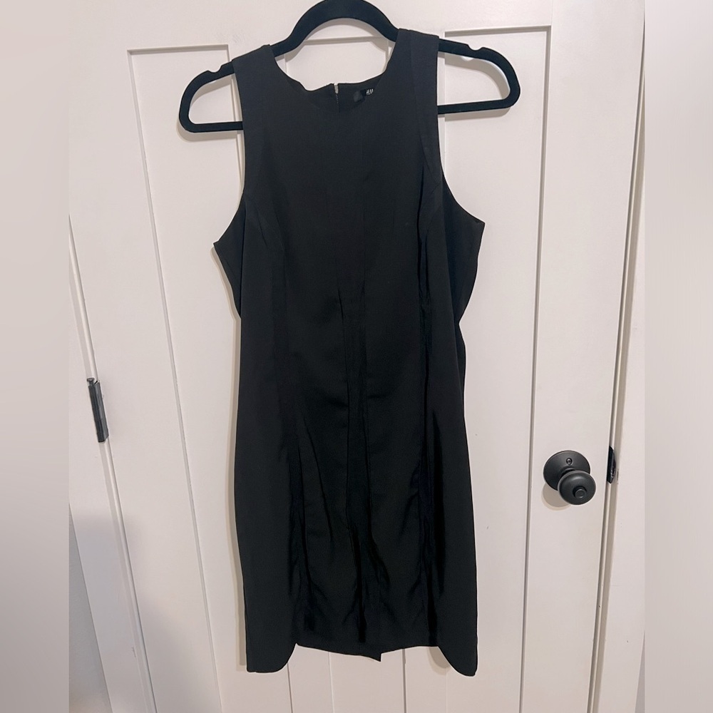 H&M Back Midi Dress Zip Back Sleeveless Size 10 LBD